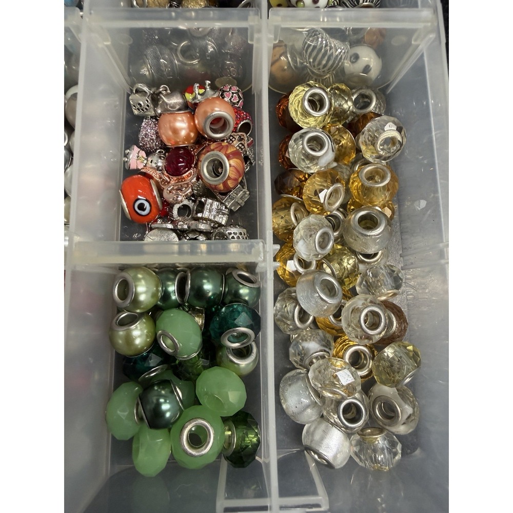 Large Collection of Assorted European-Style Glass Charm Beads Jewelry Maker Lot - Picture 3 of 7
